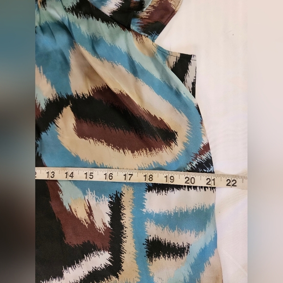 Signature By Larry Levine Womens Multicolored Short Flutter Sleeve Blouse Sz. L - Picture 8 of 11